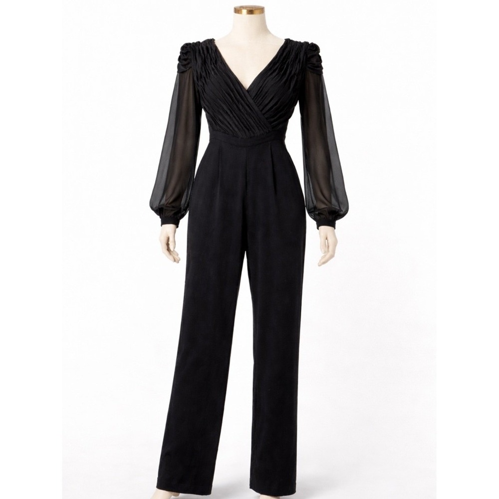Express Y2k black jumpsuit chiffon sleeves Small